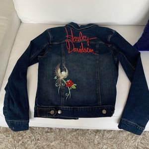 Vintage Genuine Beautiful Embroidered Harley-Davison Jean Jacket